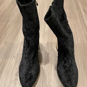 New York & Company Elegant Black Velvet Women's Boots - Size 10